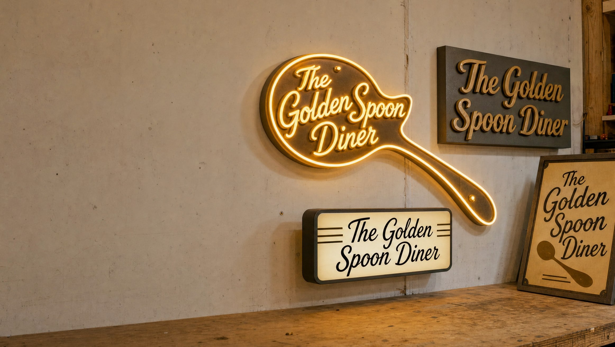 Custom printed restaurant signs with logo