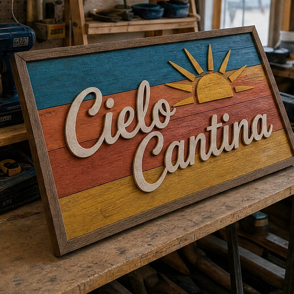 Custom restaurant sign for a small business interior
