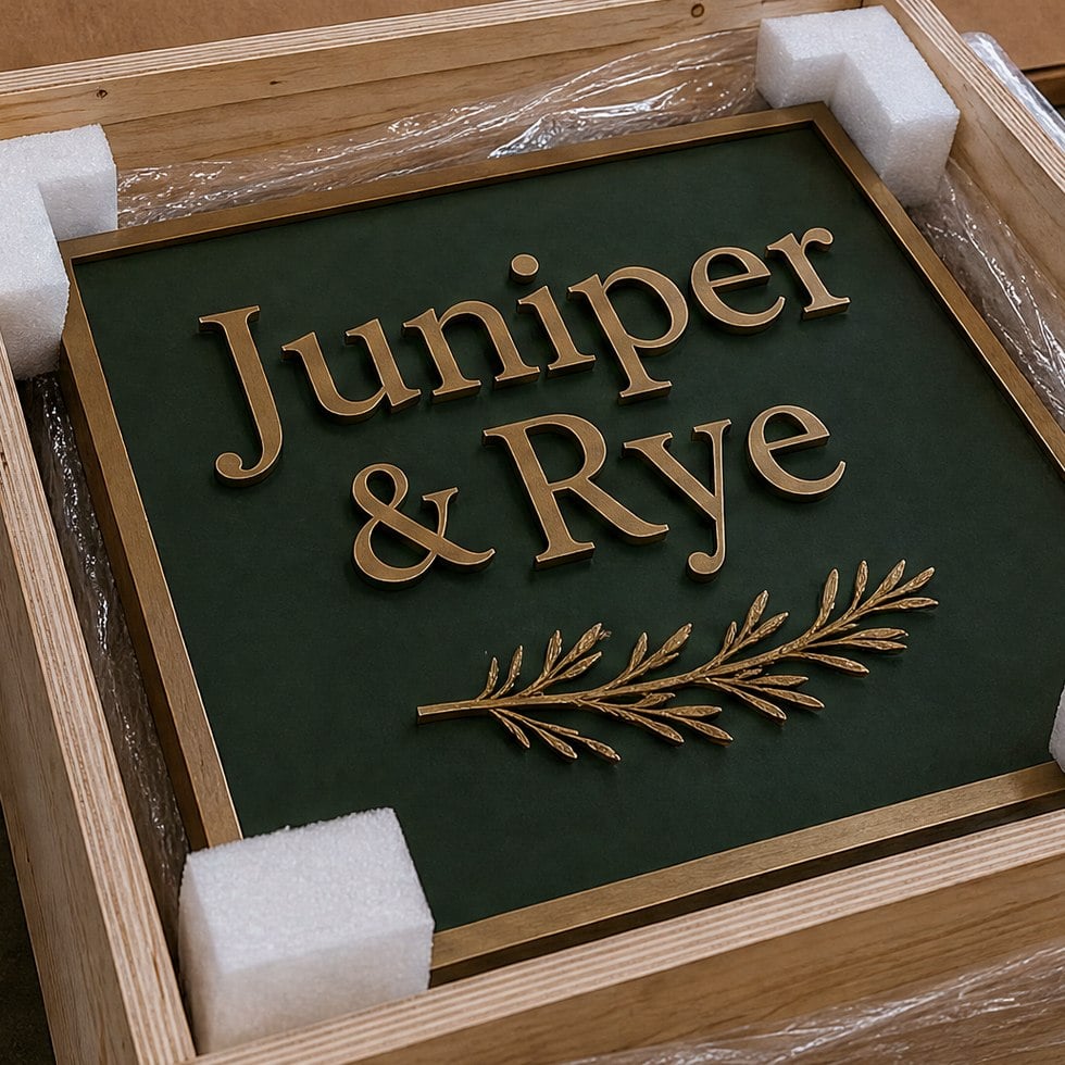 Wholesale restaurant signage crated for delivery